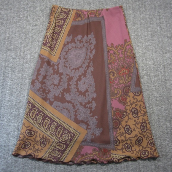 Vtg Studio Y Skirt Womens M Brown Pink Patchwork Paisley Pull‎ On Lined Boho Y2k - Picture 3 of 10